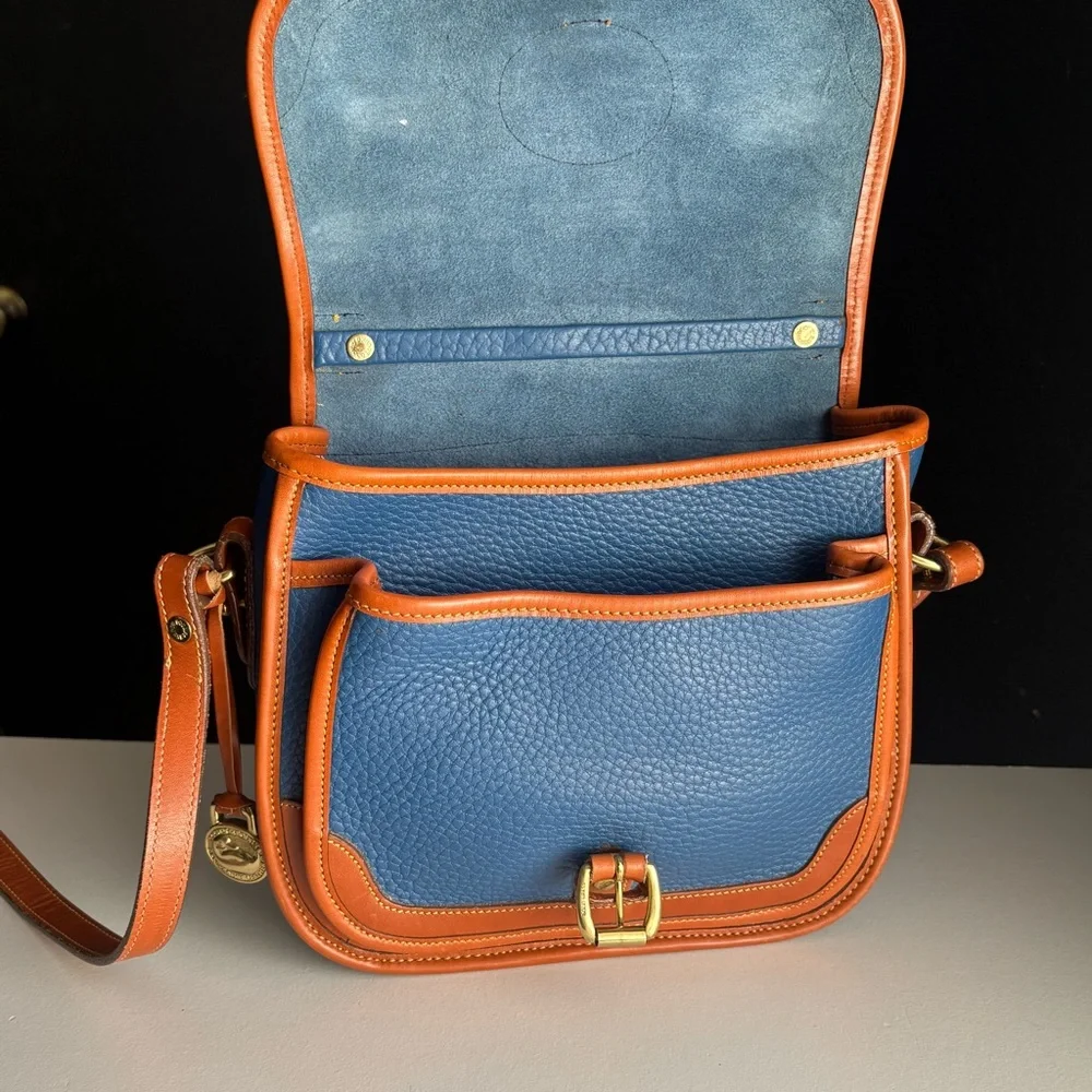 Dooney and Bourke awl French Blue Leather Surrey Messenger Carrier Crossbody Bag - Picture 10 of 16